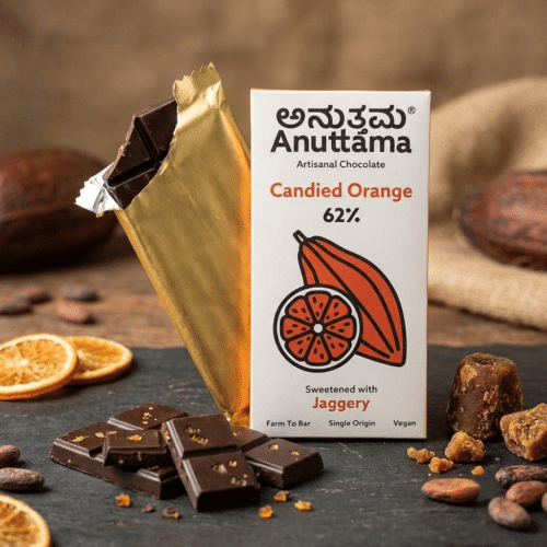 Anuttama Candied Orange 62% Artisanal Dark Chocolate