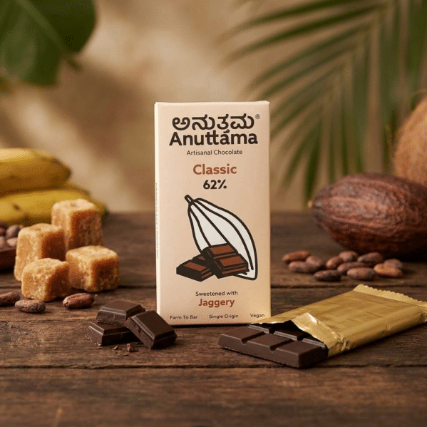 Anuttama Classic 62% Dark Chocolate.