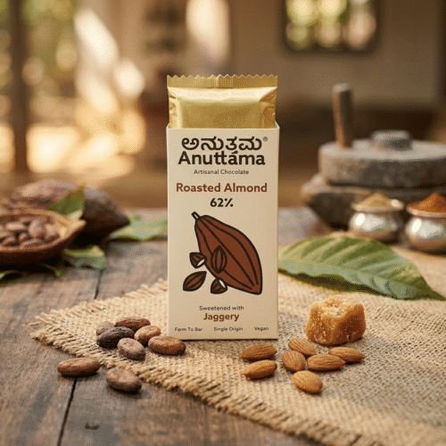 Anuttama 62% Roasted Almond Artisanal Dark Chocolate