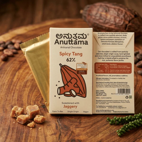 Anuttama Spicy Tang 62% Artisanal Dark Chocolate